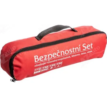 Autolékárnička Sada povinné výbavy červená - lékárnička, trojúhelník, lano a výstražná vesta (S4)