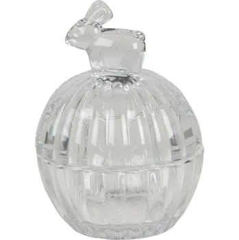 Vánoční ozdoba Clayre & Eef - Skleněná dózička na cukrovinky RABBIT 6GL3393