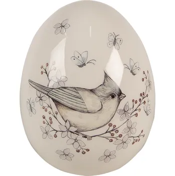 Velikonoční dekorace Clayre & Eef - Dekorativní keramické vajíčko BIRD 6CE1674