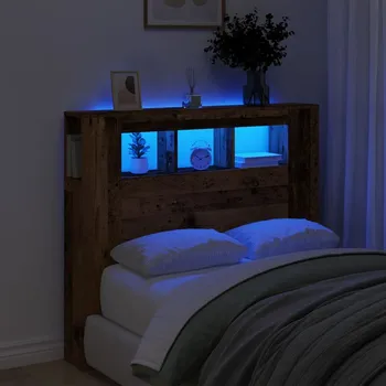 Čelo postele s LED old wood 120x18,5x103,5 cm kompozitní dřevo Hnědá 857684