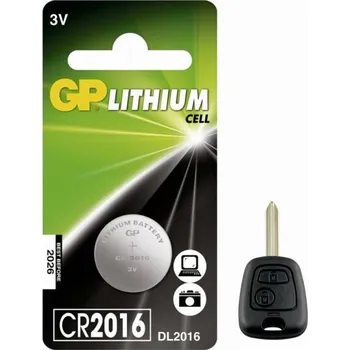 Článková baterie Lithiová baterie do dálkového ovladače klíče Citroen a Peugeot (6552P3, 9712A8 CR2016)