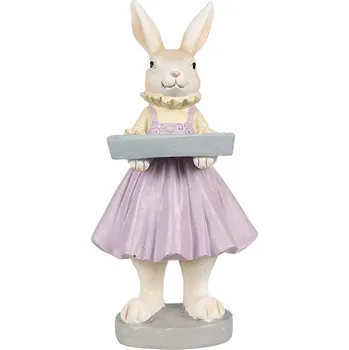 Clayre & Eef - Dekorativní figurka králičí mamky s podnosem 6PR4011