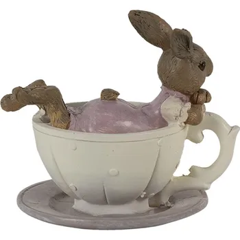 Clayre & Eef - Dekorativní figurka zaječky v hrníčku 6PR3535