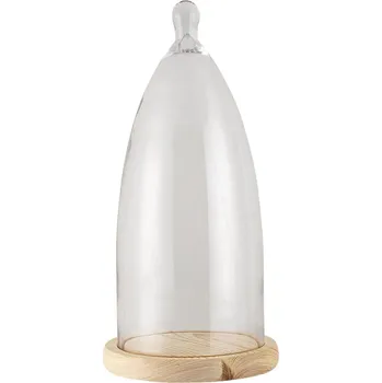 Stolování Clayre & Eef - Skleněný poklop s dřevěnou podstavou 6GL3006