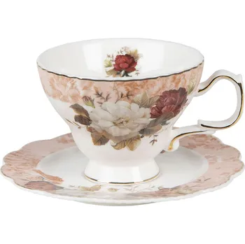 Clayre & Eef - Porcelánový šálek s podšálkem 6CE1344