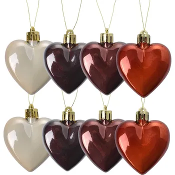Vánoční ozdoba Clayre & Eef - Sada osmi skleněných vánočních ozdob HEART 65615
