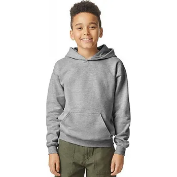 Chlapecká mikina Gildan Středně teplá dětská klokanka se spuštěnými rameny a fleecem uvnitř Barva: šedá melír, Velikost: 140/152 GSF500K