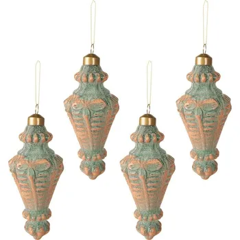 Vánoční ozdoba Clayre & Eef - Sada čtyř skleněných vánočních ozdob 6GL3952