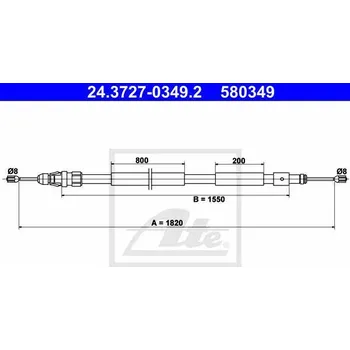 Lanko parkovací brzdy ATE Lanko parkovaci brzdy pravé pro Citroen Berlingo (4745Y1, 24372703472, 580347)