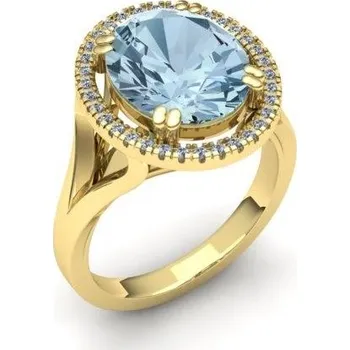 Prsten Dámský prsten s Akvamarínem a brilianty PD18004 Materiál: Červené zlato 14kt, Velikost: 45