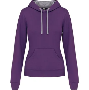 Dámská mikina K465 mikina s kontrastní kapucí dámská XXL purple/oxford grey