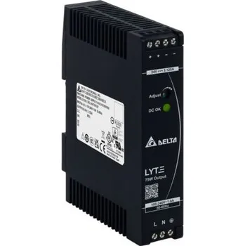 spínaný zdroj Delta Electronics Spínaný Napájecí zdroj na lištu DIN, výstup: 24V dc, 3.125A, vstupní: 85 → 264V ac,75W