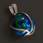 Goldpoint Bílé zlato přívěsek tmavý opál Váha: 1.60 g