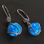 Goldpoint Náušnice bílé zlato modrý opál v klícce Váha: 4.14 g