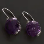 Goldpoint Stříbrné náušnice kulatý synt. ametyst Varianta: stříbrné náušnice