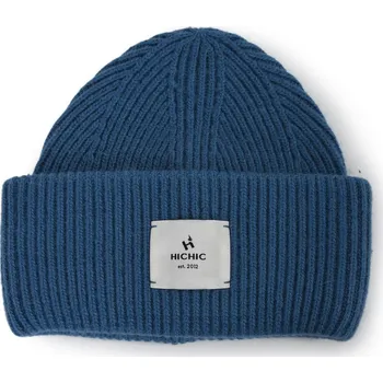 Čepice MODRÁ KAŠMÍROVÁ BEANIE ČEPICE HICHIC LuxeKnit