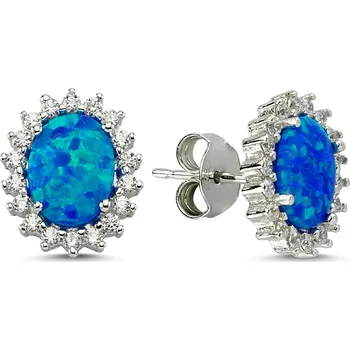 Náušnice Stříbrné puzetové náušnice OPÁL Ag 925; ≤2,6 g.