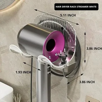 multifunkční nástěnný držák na fén | držák na fén, koupelnový organizér - 1ks průhledný