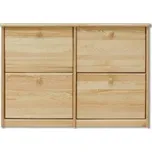 KIK TRADE Výklopný dřevěný botník KIK 96 borovice masiv široký 110 cm Odstíny: Ořech