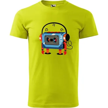Pánské oblečení DOBRÝ TRIKO Pánské tričko s potiskem Walkman Velikost: 2XL, Barva: Limetková