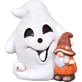 Svícen Duch HALLOWEEN se skřítkem na čajovou svíčku 15x9x16cm