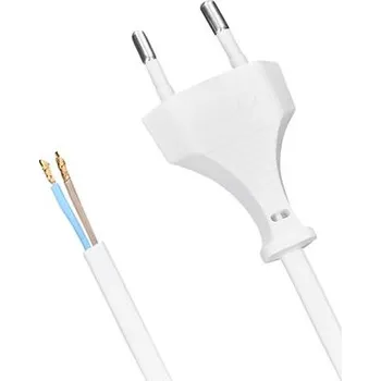 Napájecí kabel Solight flexo šňůra, 2 m, 2 x 0,5 mm2, bílá, plochá, PF07