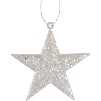 Vánoce Vánoční dekorace na zavěšení - Stříbrná hvězda