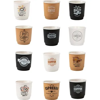 Porcelánový šálek / kelímek na kávu presso set 12ks 100ml COLORI BRANDANI (barva - hnědá,černá, bílá)