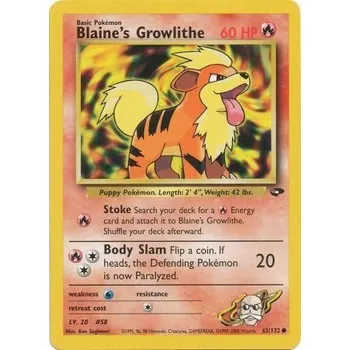 Karetní hra Pokémon GC 062/132 Blaine's Growlithe - Gym Challenge Stav: Excellent