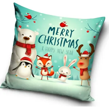 Dekorativní polštářek Vánoční Povlak Zvířátkai , 40x40 cm (Dekorační povlak na polštářek Vánoce)