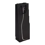 Papírová taška na víno - Černá se stříbrným motivem láhve