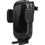 Bezdrátová nabíječka / držák do auta 15W - dvojitá cívka - elektronická - do mřížky - černá