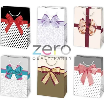 Dárková taška Taška papírová dárková 23x32x11 cm (lak) - mašle (mix 1)