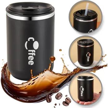 Termohrnek Flamenco Mystique Velký objemný termohrnek se slámkou 500 ml termoska uzavíratelný COFFE CUP07WZ3