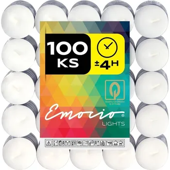 Svíčka Emocio Čajové svíčky bez parfemace, 4 hod. x 100 ks