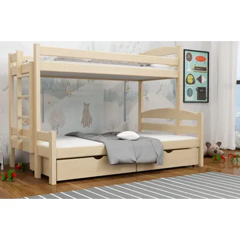 Postel KIK TRADE Patrová postel s rozšířeným spodním lůžkem 001 90/120 x 200 cm - více odstínů Rozměr: 90/120 x 200 cm, Povrchová úprava: Přírodní lakovaná