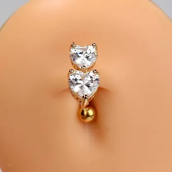 Piercing Piercing do pupíku | obrácený piercing srdce - Průhledná