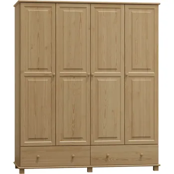 Šatní skříň KIK TRADE Dřevěná šatní skřín MB 80 borovice masiv šířka 160 cm Odstíny: Přírodní lakovaná