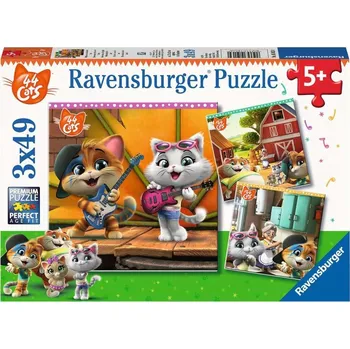 Puzzle RAVENSBURGER Puzzle Vítejte u 44 koček 3x49 dílků