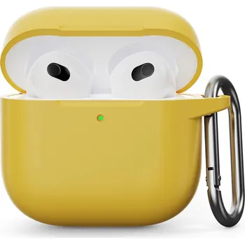 Pouzdro na mobilní telefon Pouzdro pro Apple AirPods 4 + karabina - silikonové - žluté