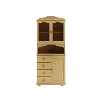 Knihovna Masivní dřevěná vitrína KIK 104 borovice masiv Odstíny: Přírodní lakovaná