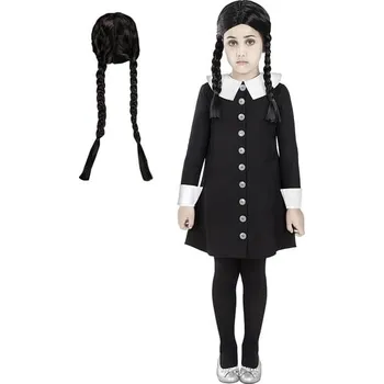 Karnevalový kostým Funiglobal - Kostým Středozemí s parukou pro dívky - Addamsova rodina - 10-12 years