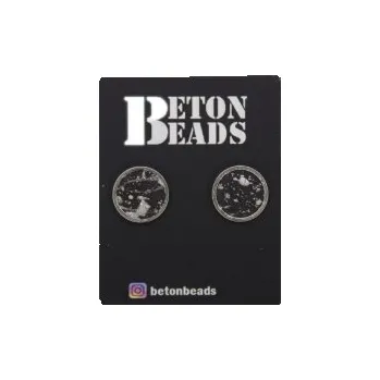 Náušnice Náušnice cákané stříbrné větší - Betonbeads