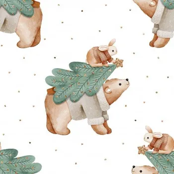 Vánoční dekorace Vánoční medvěd se zajíčkem - Bílá Materiál: Nepromokavá tkanina