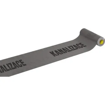 Výstražná páska Výstražná fólie šedá, nápis KANALIZACE, 30 cm, balení 100 m