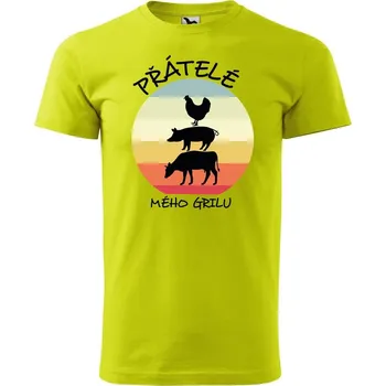 Pánské oblečení DOBRÝ TRIKO Pánské tričko s potiskem Přátelé mého grilu Velikost: XL, Barva: Limetková