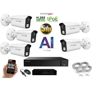Kompletní kamerový systém MS AI IP 5 kamerový set se switchem 5 Mpix WTube (6372K5B) (Monitorrs Security)