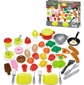 Dětská kuchyňka Ecoiffier Kuchyňský baby set dětské nádobí + makety potravin 50ks