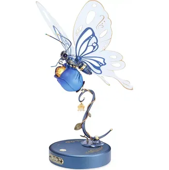 3D puzzle ROKR 3D mechanická skládačka modrý motýl 79 dílků