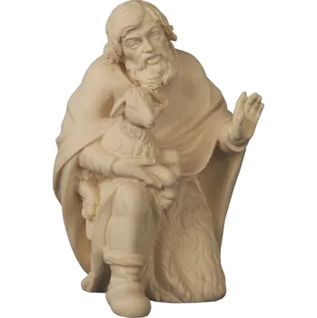 Vánoční dekorace Ornatis Klečící pastýř s jehnětem Provedení: Přírodní bez malování, Velikost stojících figur dospělých postav: 8 cm Dřevěná vyřezávaná postava klečícího pastýře s jehnětem
